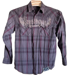 Men’s 1956 plaid button front‎ shirt size large